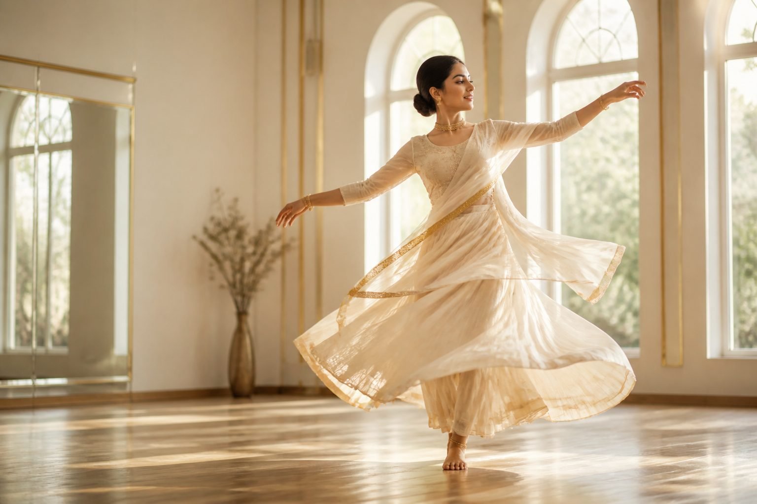 Dancer in a sunlit Malang studio